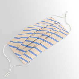 [ Thumbnail: Cornflower Blue & Bisque Colored Pattern of Stripes Face Mask ]