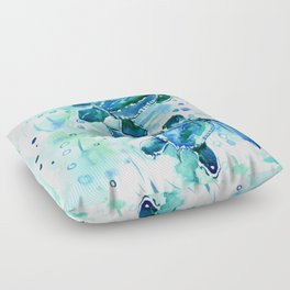 Turquoise Blue Sea Turtles in Ocean Floor Pillow