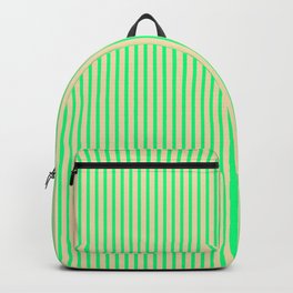 [ Thumbnail: Green & Tan Colored Lined Pattern Backpack ]