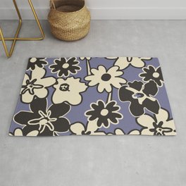 Retro Floral Pops with Lavender Background Area & Throw Rug