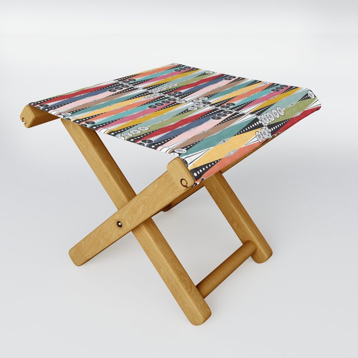 Atomic Age Backgammon Folding Stool