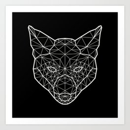 Geometric / Low Poly Fox (White) Art Print