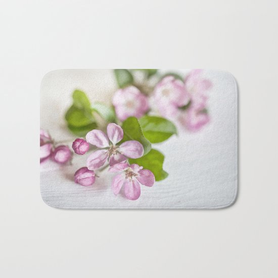 delicate pink Apple Blossom close up Bath Mat