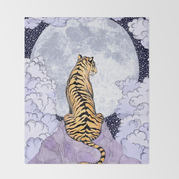 Tiger Moon | Colour Version Throw Blanket