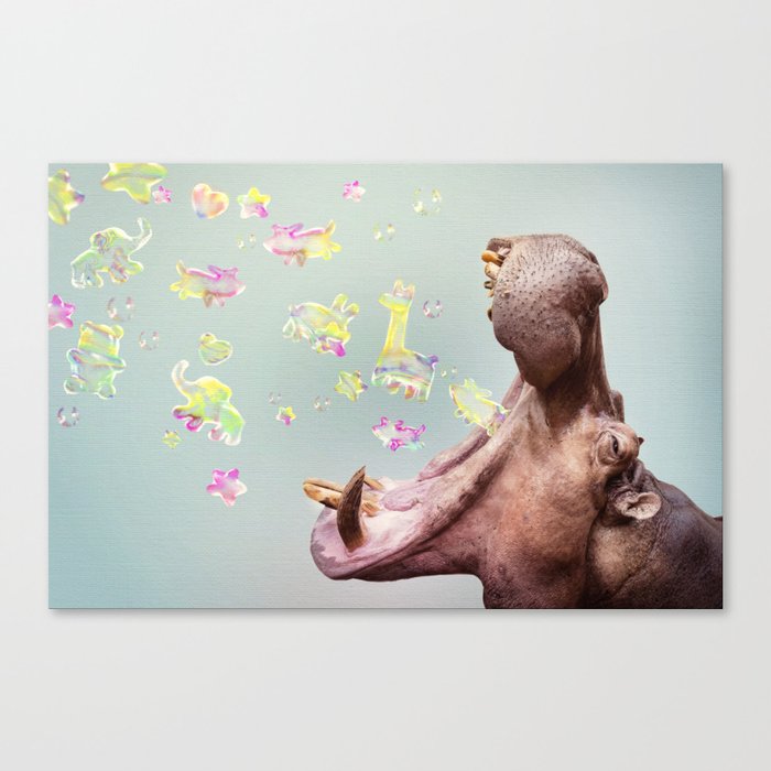 Burpy hippo bubbles Canvas Print