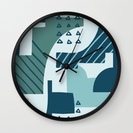 Mid Century Modern Abstract - Shades of blue Wall Clock