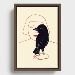 Women and bird Framed Canvas