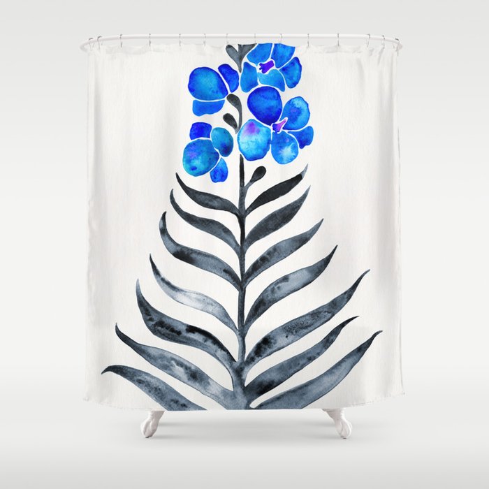 Blooming Orchid – Blue & Black Palette Shower Curtain