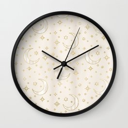 Celestial Pearl Moon & Stars Wall Clock