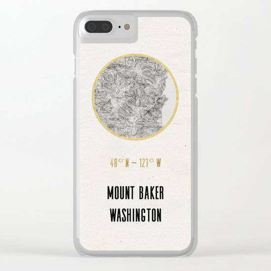 Mount Baker Washington Location Map Print Clear iPhone Case