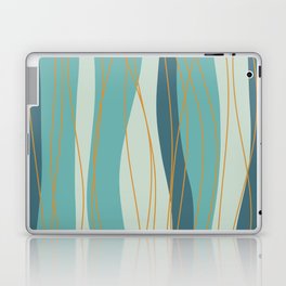 Abstract Stripes and Lines in Teal, Turquoise, Aqua and Orange Laptop Skin