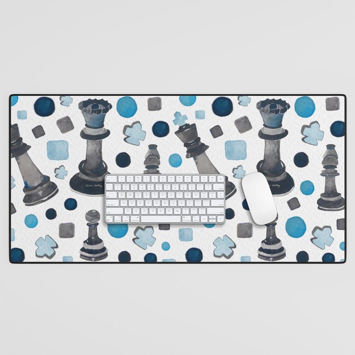 Four Moves to Checkmate - Blue Desk Mat