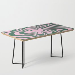 Abstract Groovy Retro Liquid Swirl Pink Green Pattern Coffee Table