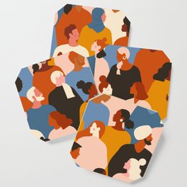 Diverse group of stylish people standing together. Coaster
