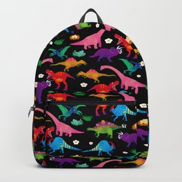 Joyful Dinosaurs World - BK Backpack | Pattern, Digital, Stegosaurus, Baby, Vector, Colorful, Kid, Dinosaur, Illustration, Animal 