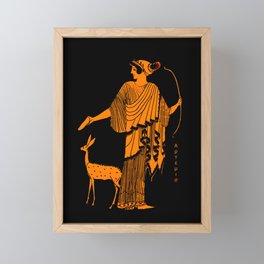 Artemis red figure ancient Greek design Framed Mini Art Print