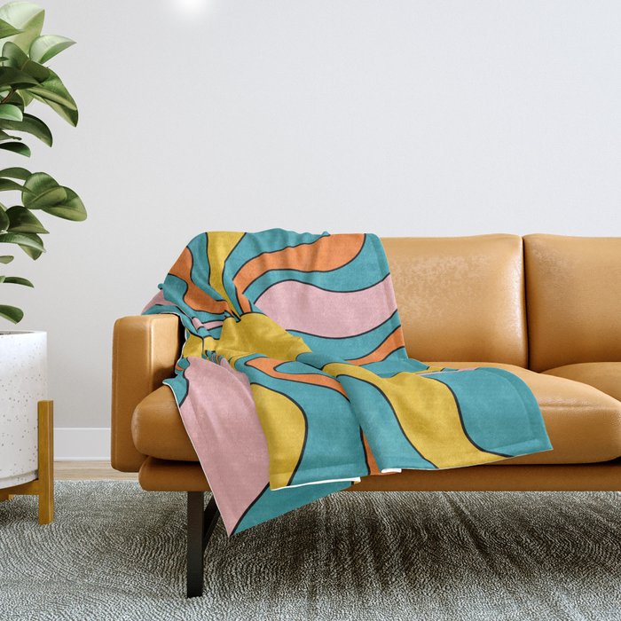 70s Retro Rays of Sunshine Throw Blanket