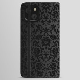 Black Damask Pattern Design iPhone Wallet Case