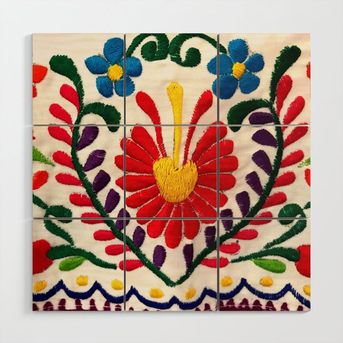 Red Mexican Flower Wood Wall Art