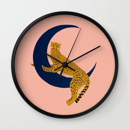 Cheetah and the moon Wall Clock