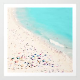 Beach Love - Aerial Beach - Crowded Beach - Pastel - Ocean - Sea - Travel photography Art Print