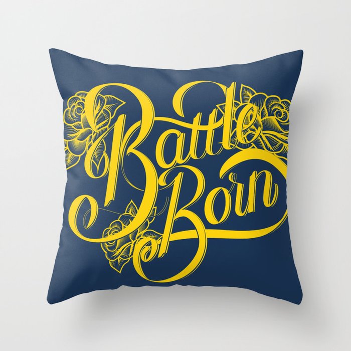 Battle Born - Blue & Gold Throw Pillow