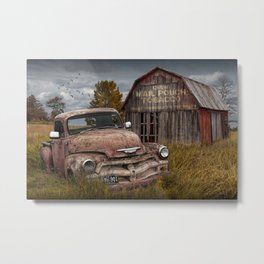 Rusted Pickup Truck with Mail Pouch Tobacco Barn Metal Print