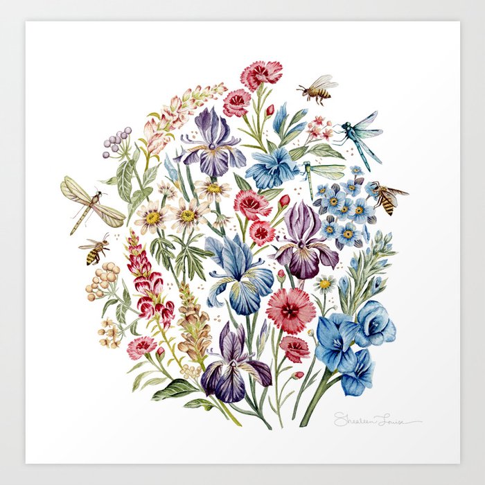 Wildflowers & Insects Art Print