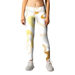 Gold Colored Flowing Ribbon Art Deco Abstract Pattern Leggings | Girlychic, Fallwinter, Simpleplain, Roaring20Sfashion, Contemporaryglamour, Brownishyellow, Abstractartistic, Vintageparis, Lines, Geometricpattern 