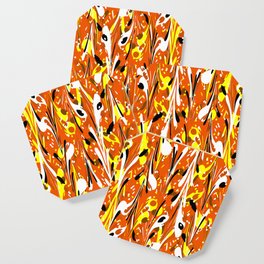 Marbled Paper - Orange, Yellow, Black Coaster