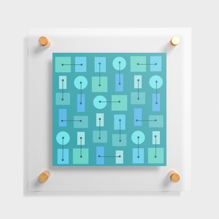 Atomic Age Simple Shapes Ocean Blue 1 Floating Acrylic Print