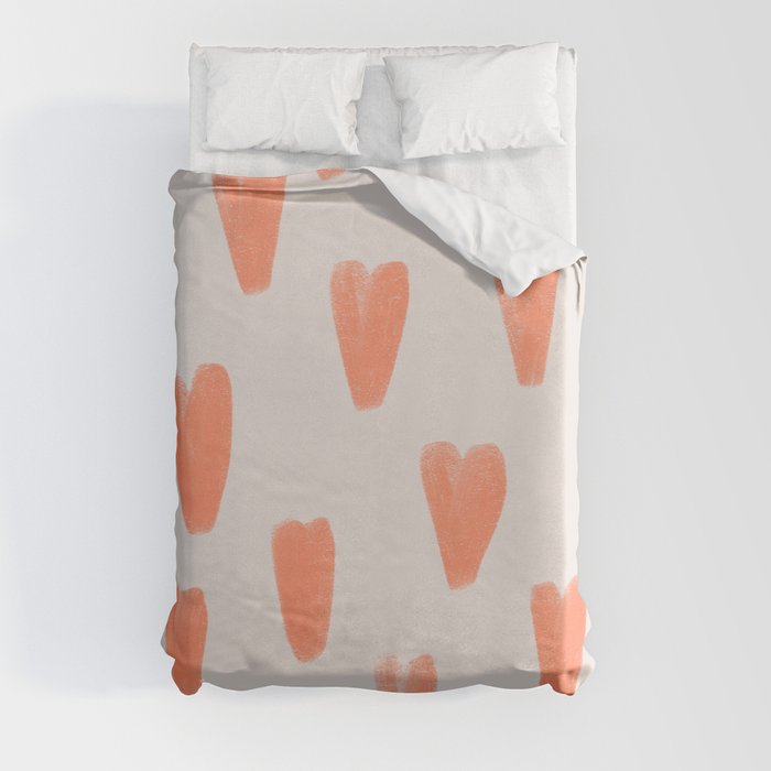 Peachy St Valentines Hearts Pattern Duvet Cover