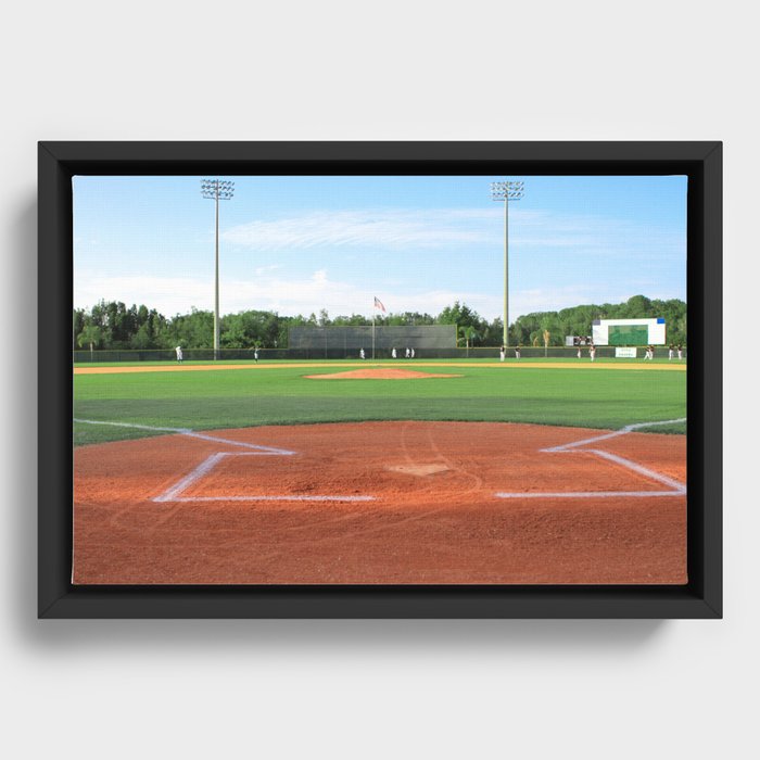 Play Ball! - Home Plate - For Bar or Bedroom Framed Canvas