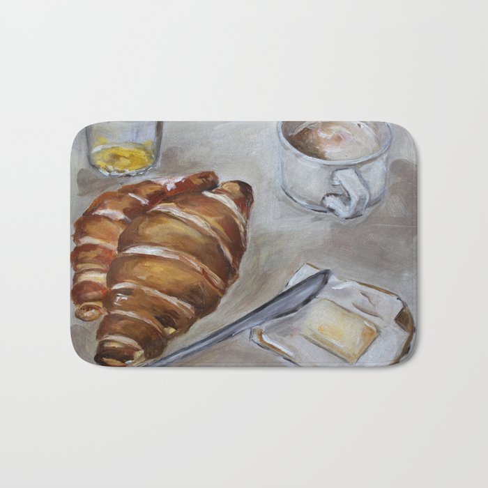 French Breakfast Coffee And Croissant Original Oil Painting