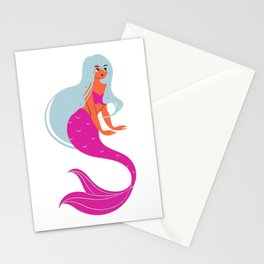 Cute mermaid with blue hair Stationery Card