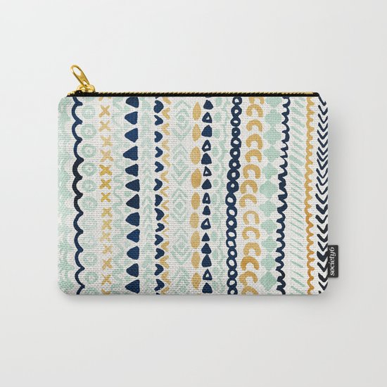 Navy, Teal & Mustard Tribal Carry-All Pouch