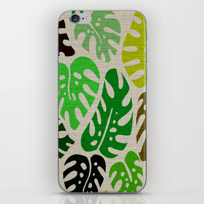 Hawaiian print monstera leaves pattern iPhone Skin
