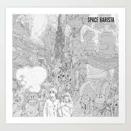 Space Barista Night Market Art Print