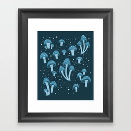 Magic Mushrooms in Deep Blue Framed Art Print
