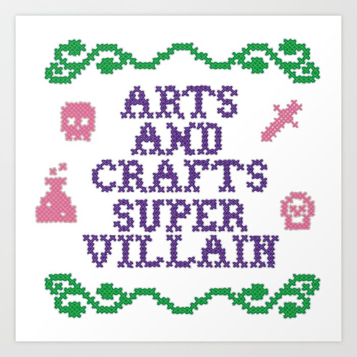 Arts & Crafts Supervillain Cross Stitch Art Print