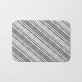 [ Thumbnail: Gray & Light Grey Colored Lined Pattern Bath Mat ]