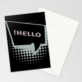 HELLO comicbook anime text bubble black and white Stationery Card