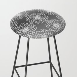 Grey Gradient and White Abstract Flowers in Mist Bar Stool