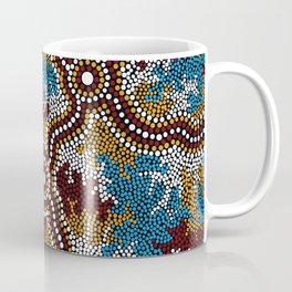 Authentic Aboriginal Art - Wetland Dreaming Coffee Mug | Aboriginalart, Native, Murri, Hogarth, Authentic, Traditional, Kangaroo, Trending, Naidoc, Hunting 