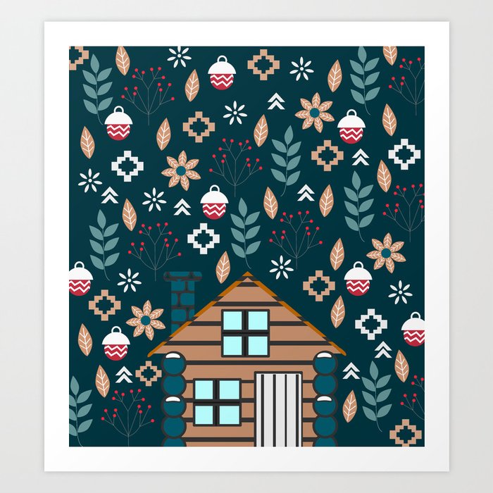 Winter cottage Art Print