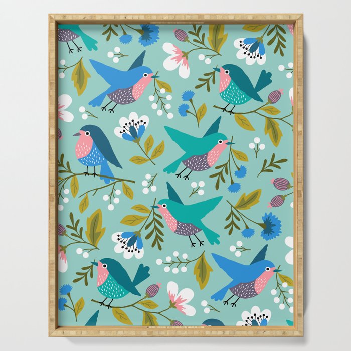 Birds and Bloom Serving Tray