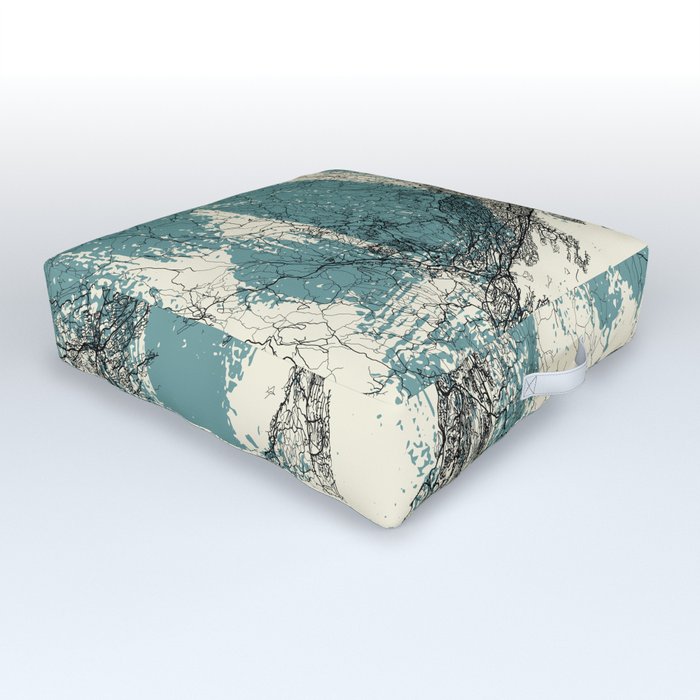 Norway, Oslo - Illustrated Map Drawing - Monochrome  Outdoor Floor Cushion