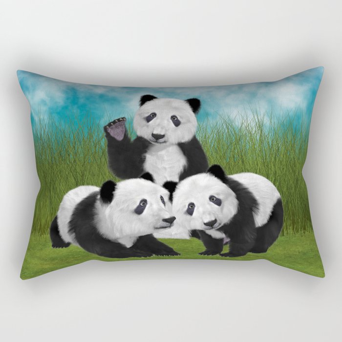 Panda Bear Cubs Love Rectangular Pillow