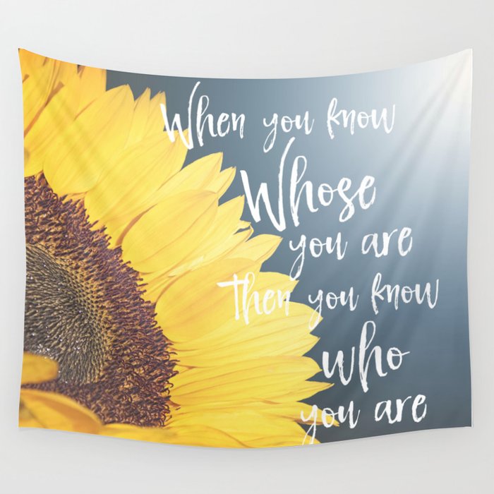 Sunflower with Faith Quote Typography Wall Tapestry by Quote Life