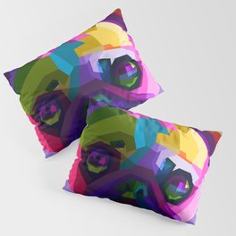 Colorful Pug Head Dog On Geometric Pillow Sham